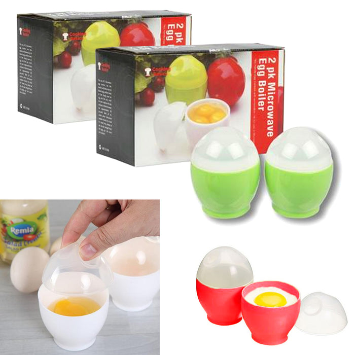 4 Pc Microwave Oven Egg Boiler Poacher Breakfast Instant Cooker Keeper Kitchen