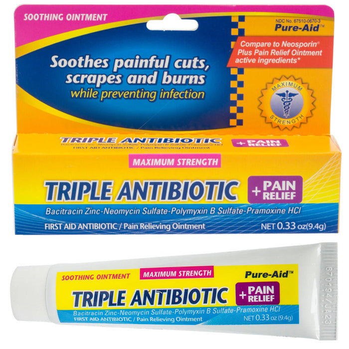 4 Maximum Strength Pain Relief Cream Triple Antibiotic Ointment Bacitracin Zinc