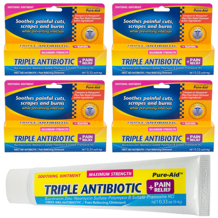 4 Maximum Strength Pain Relief Cream Triple Antibiotic Ointment Bacitracin Zinc