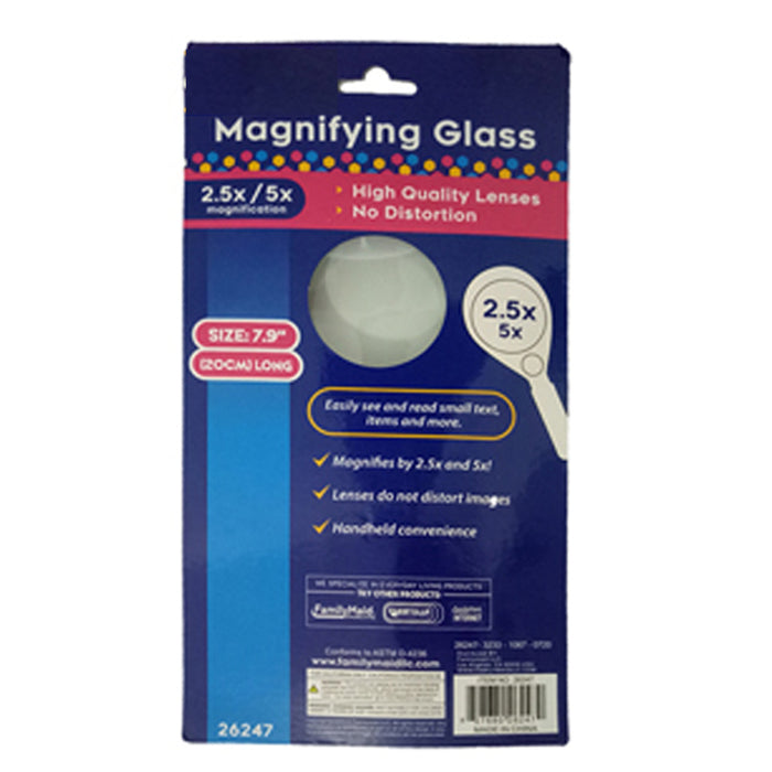 Magnifying Glass Reading Magnifier Handheld 7.9" Lens Jewelry Loupe Loop 2.5x 5x