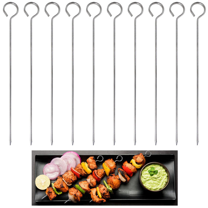 40 Pc Barbecue Skewers Stainless Steel BBQ 9.8"L Cooking Shish Kebab Grill Metal