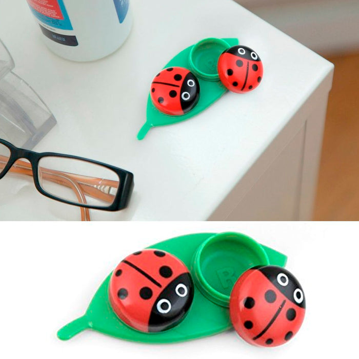 Kikkerland Contact Lens Case Ladybug Travel Kit Pocket Size Gift Set Idea Fun