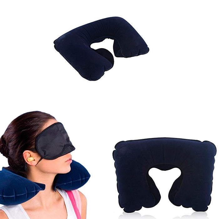 Inflatable Travel Pillow Neck Air Cushion U Rest Compact Plane Spa Car New Soft