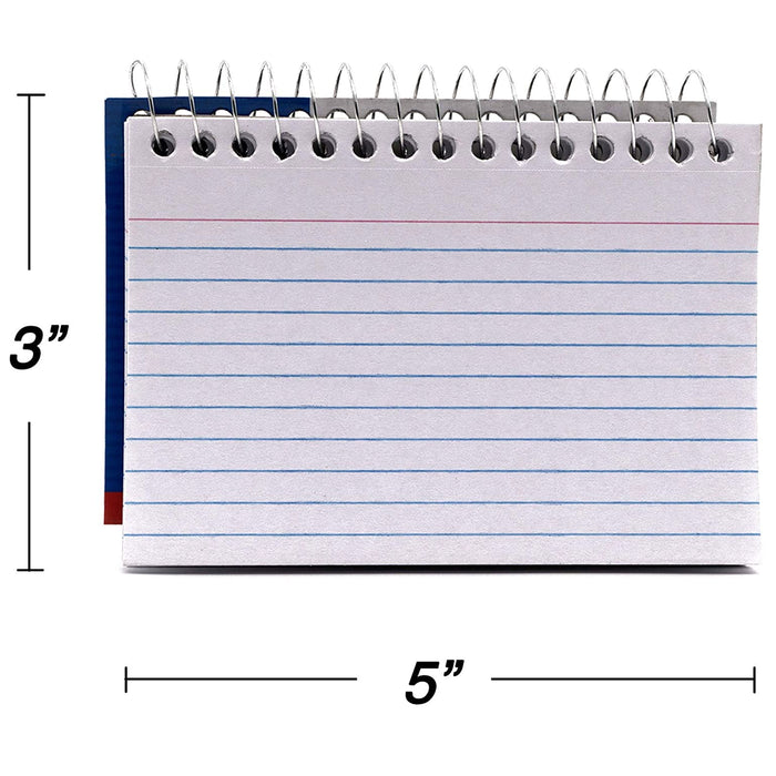 6pc Ruled Index Cards White 3" X 5" 50 Sheets Paper Spiral Bound Office School