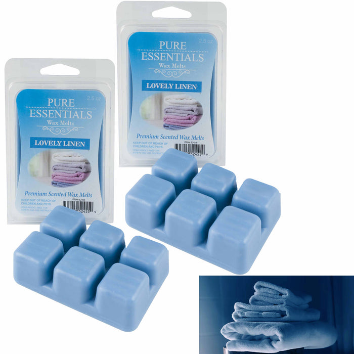 2 Pk Wax Melts 12 Highly Scented Linen Fresh Fragrance Candle Cubes Warmer Aroma