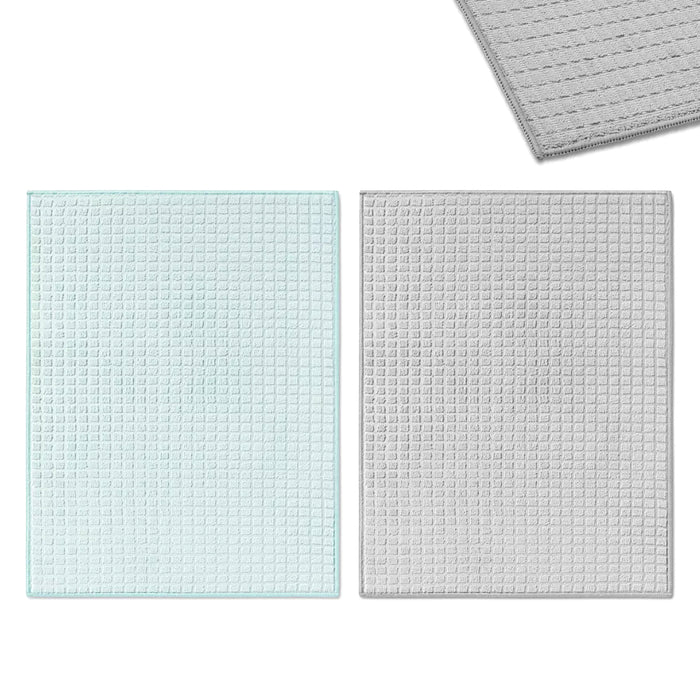 Reversible Dish Drying Mat Absorbent Microfiber Kitchen Stemware Protect 15"x20"