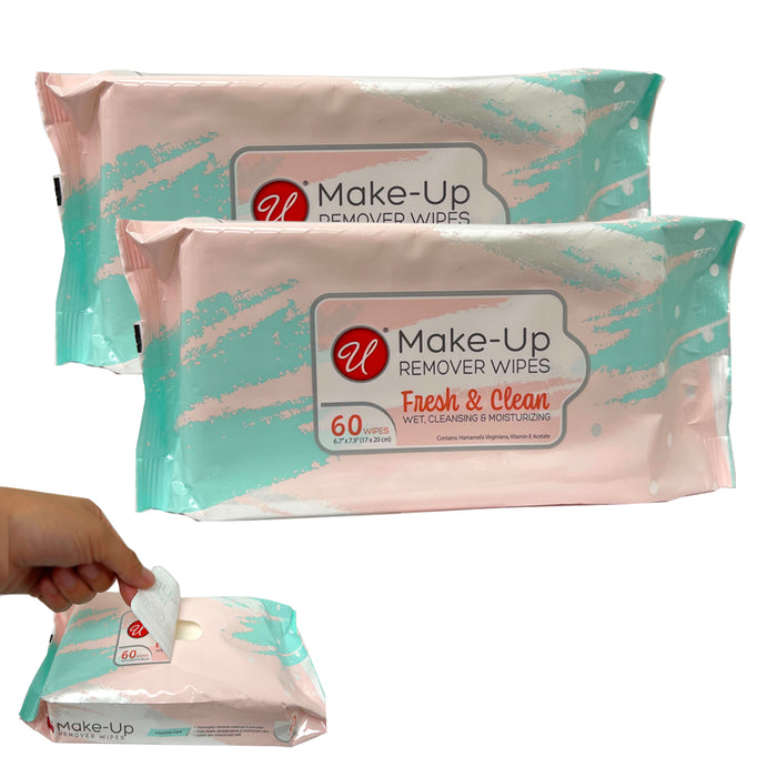 120 Make Up Remover Wipes Makeup Facial Cleansing Towelettes Moisturize Soothing