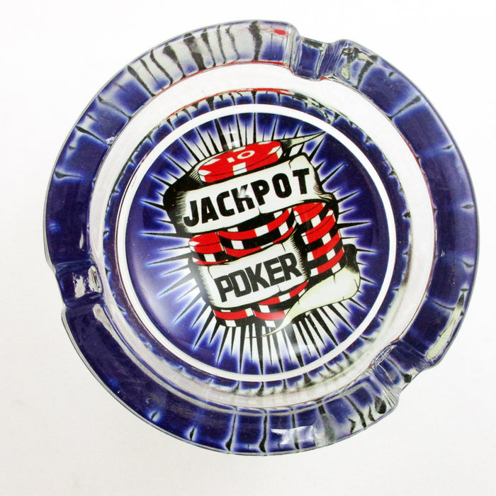 1 Pc Poker Glass Ashtray Ash Tray Jack Pot Cards Casino Vegas Design Cigarette