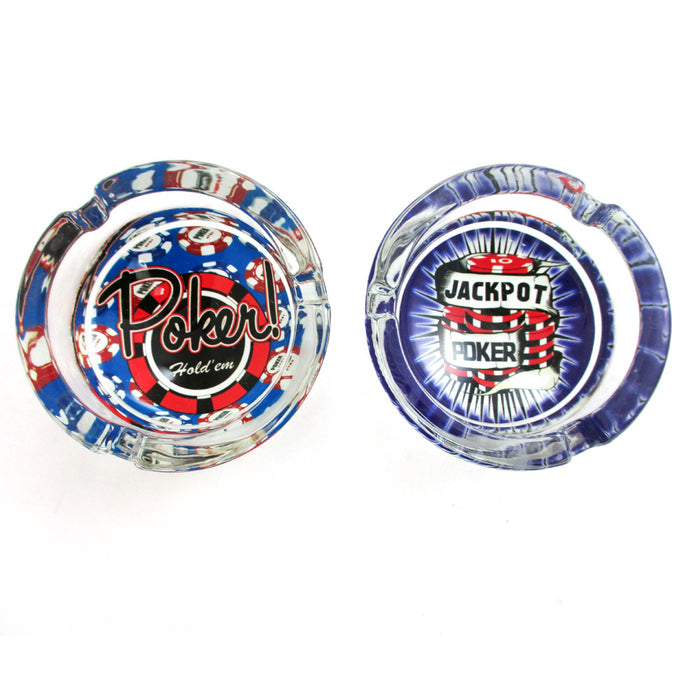 1 Pc Poker Glass Ashtray Ash Tray Jack Pot Cards Casino Vegas Design Cigarette