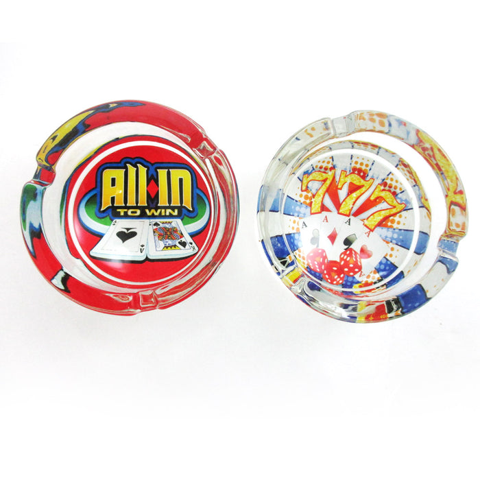 1 Pc Poker Glass Ashtray Ash Tray Jack Pot Cards Casino Vegas Design Cigarette