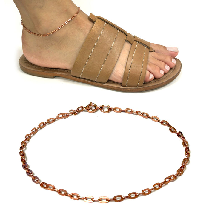 1 Pure Copper Anklet Ankle Bracelet Dainty Chain Link Jewelry Arthritis Relief