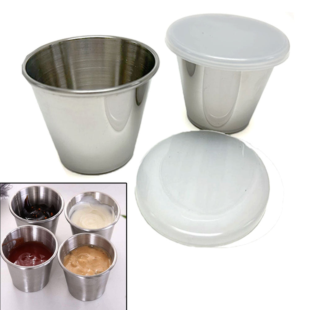 Stainless Steel Sauce Cups 2.5 oz Ramekins for Condiments Dipping Portions  (4) 