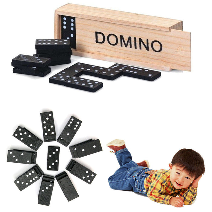 28 Pcs Domino Game Wooden Boxed Traditional Classic Blocks Play Set Toy Gift New