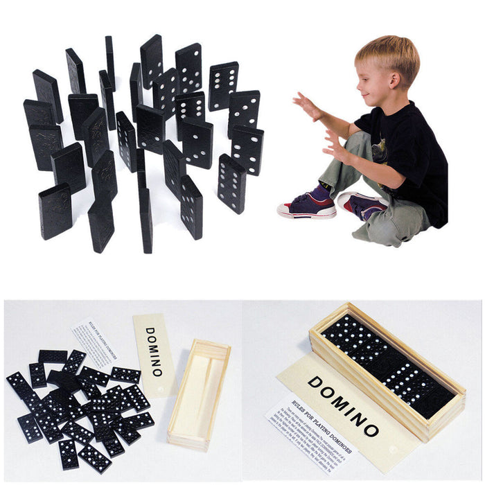 28 Pcs Domino Game Wooden Boxed Traditional Classic Blocks Play Set Toy Gift New