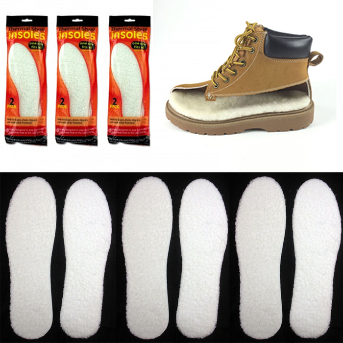 3 Pairs Unisex Winter Warm Thick Fleece Fluffy Shoe Insoles Foam Pads Cut Insert