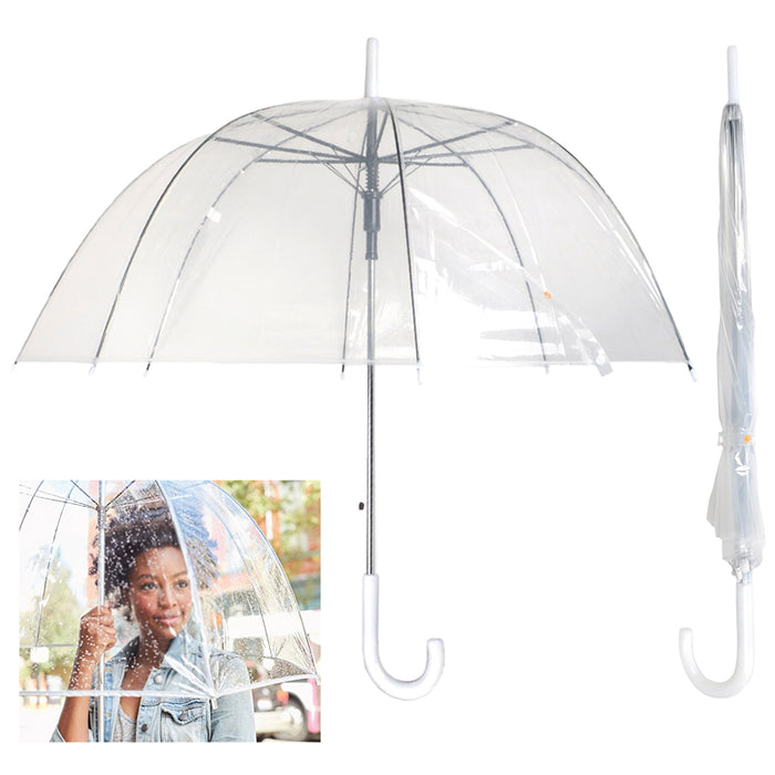 1 Clear Dome Umbrella Wedding Rain Transparent Bubble Parasol Manual Bird Cage