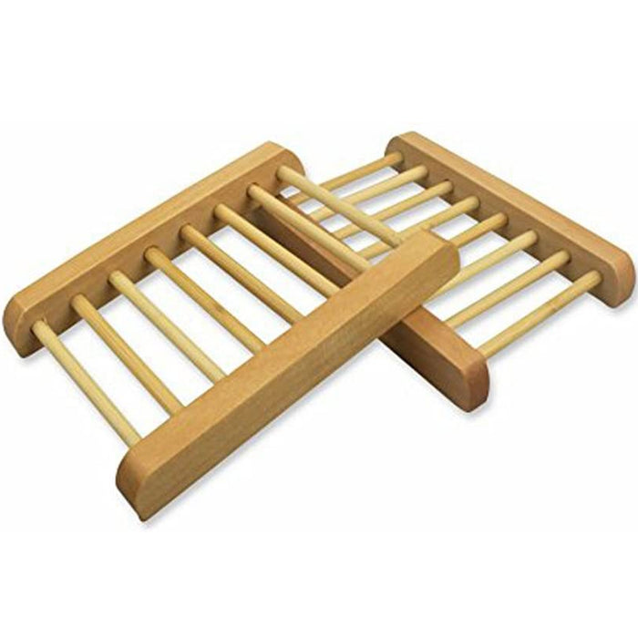 4 Pc Wooden Soap Dish Holder Bamboo Natural Tray Travel Storage Rack Plate Box