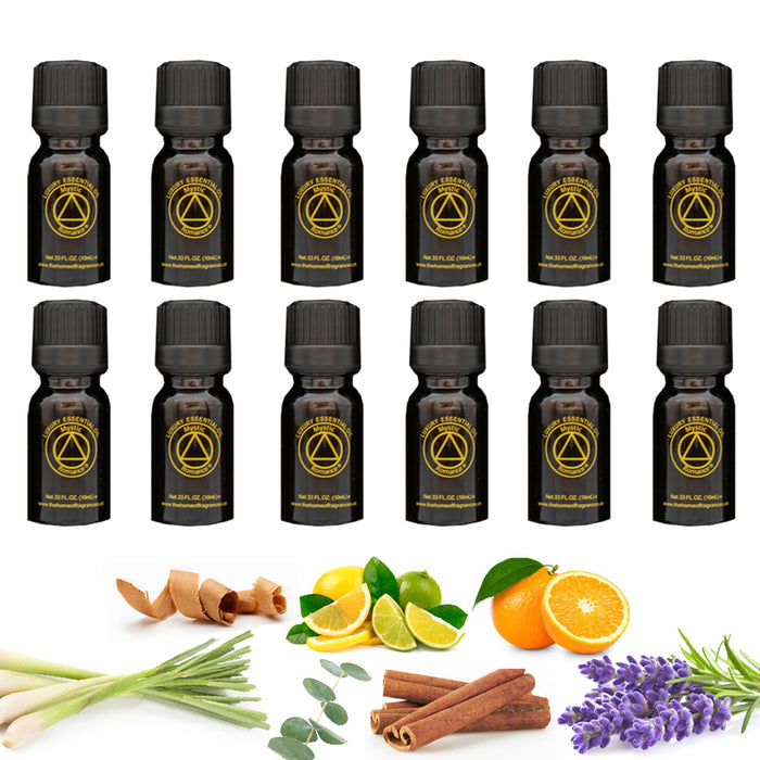 12 Pc Essential Oil Set Lavender Cedarwood Tangerine Tea Tree Scent 0.33oz Aroma