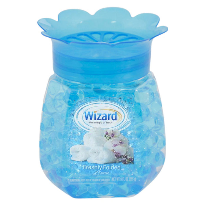 1 Wizard Fresh Linen Scented Crystal Gel Bead Air Freshener Fragrance Aroma 9oz