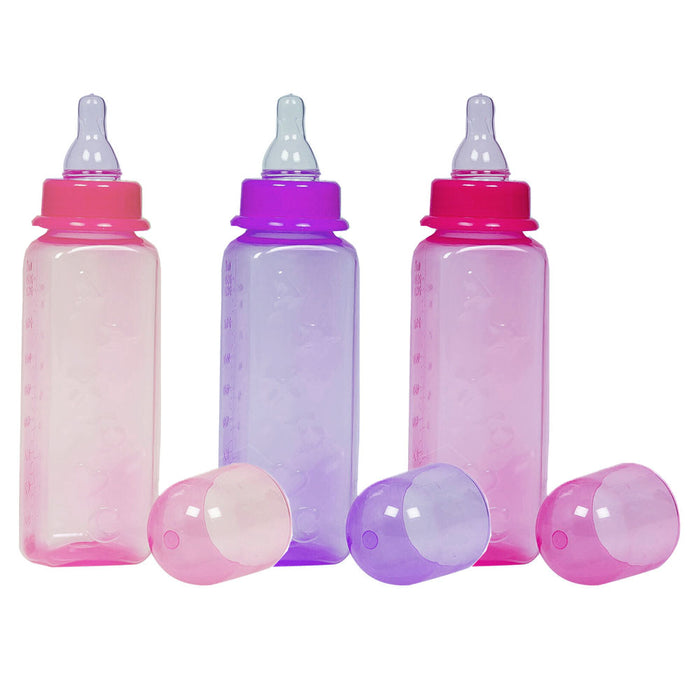 6 Pk Natural Flow Baby Bottles Pink Girl Infant Feeding 8 Oz Leak Proof BPA Free