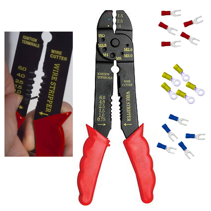 1 Set 8" Cutting Crimping Tool 15 Terminals Cable Wire Electrical Cutter Crimper