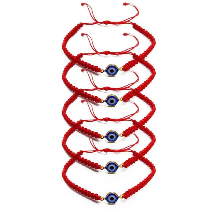 5 Pcs Evil Eye Red Kabbalah Bracelet Nazar Bead Adjustable Luck Charm Protection