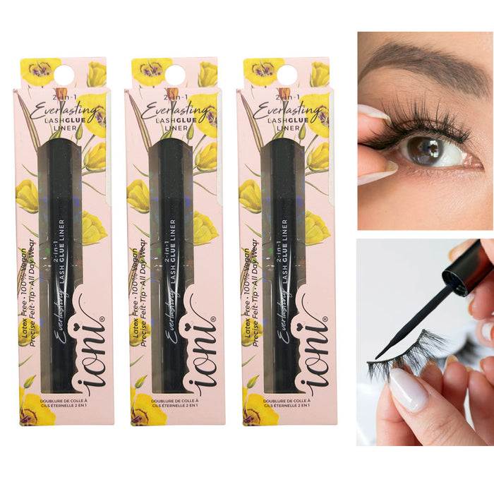 3 Pc Lash Glue Eye Liner Pen Eyelash Extension Adhesive Vegan Latex Free Lasting