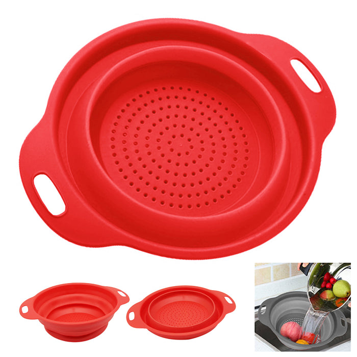 1 X Collapsible Strainer Colander Silicone Bowl 11.8" Kitchen Sink Drainer Tool