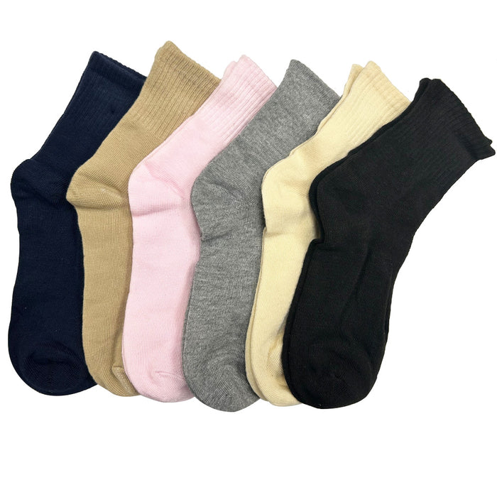 12 Pack Girls Crew Ribbed Socks Kids Girls Dress Casual Solid Asst Size 6-8years