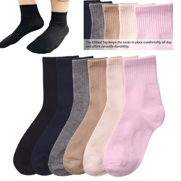 12 Pack Girls Crew Ribbed Socks Kids Girls Dress Casual Solid Asst Size 6-8years