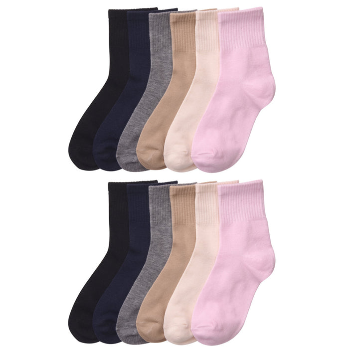 12 Pack Girls Crew Ribbed Socks Kids Girls Dress Casual Solid Asst Size 6-8years