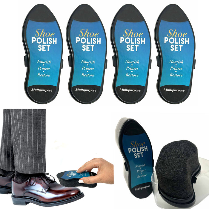 4 Pk Shoe Cleaning Polish Shine Sponge Instant Protector Boot Leather All  Colors