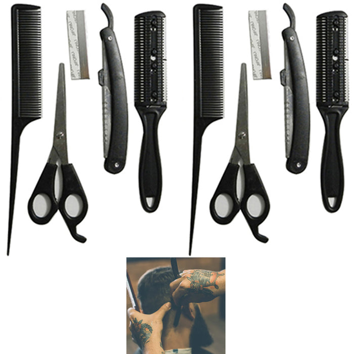 10pc Beauty Barber Hair Mustache Scissors Shear Shaving Razor and Comb Set Of 10