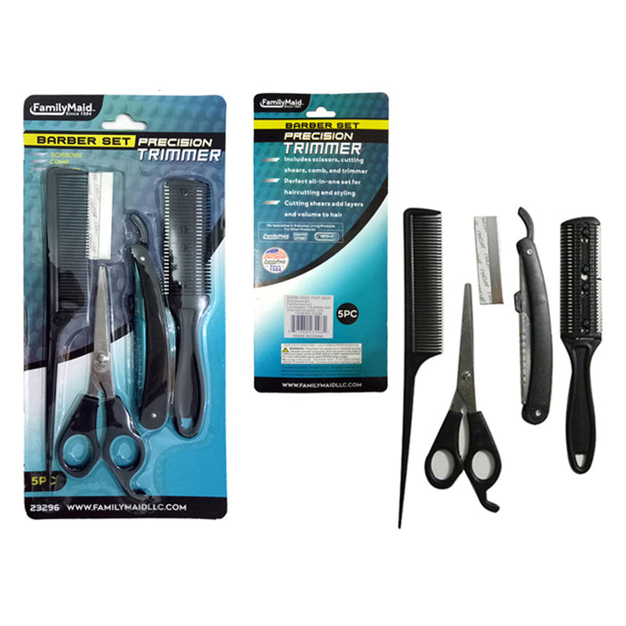 5pc Beauty Barber Hair Mustache Scissors Shear Shaving Razor and Comb Set Of 5