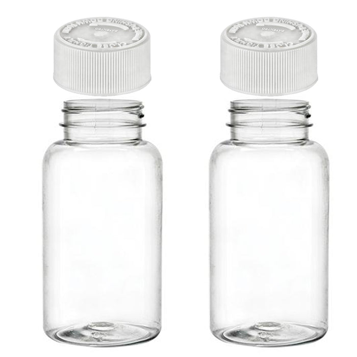 2 Empty Plastic Pill Bottles Cap Medicine Container Vitamin Capsule Case Holder