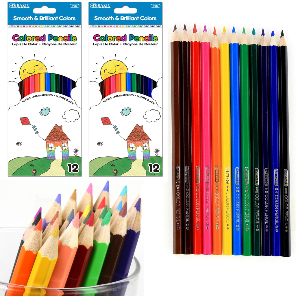 96 Colored Pencils Bright Pre-Sharpened Drawing Adult Coloring School Kids Bulk