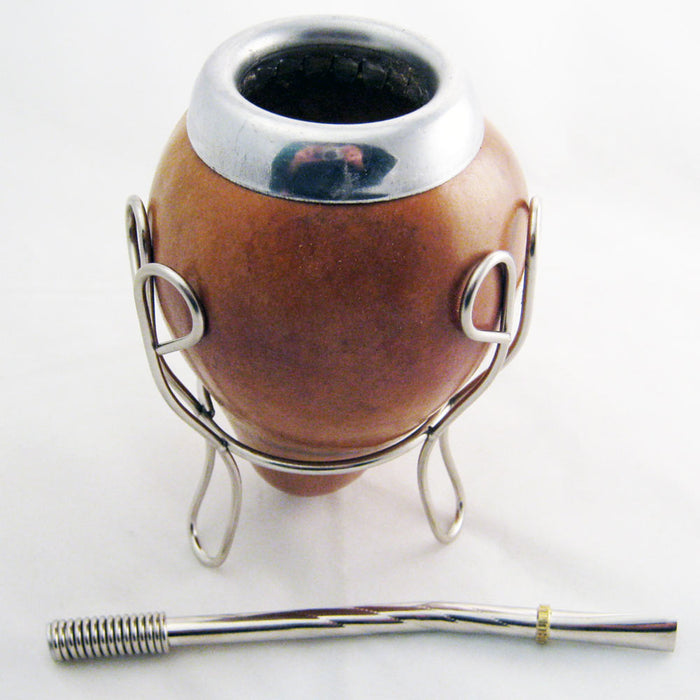 Traditional Argentine Mate with Stand easy pouring with Metalic Straw