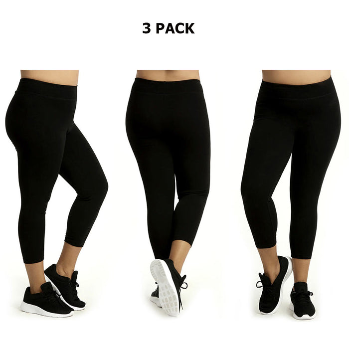 3 PC Womens Yoga Pants Capri Leggings High Waist Fitness Sports Soft Size XL