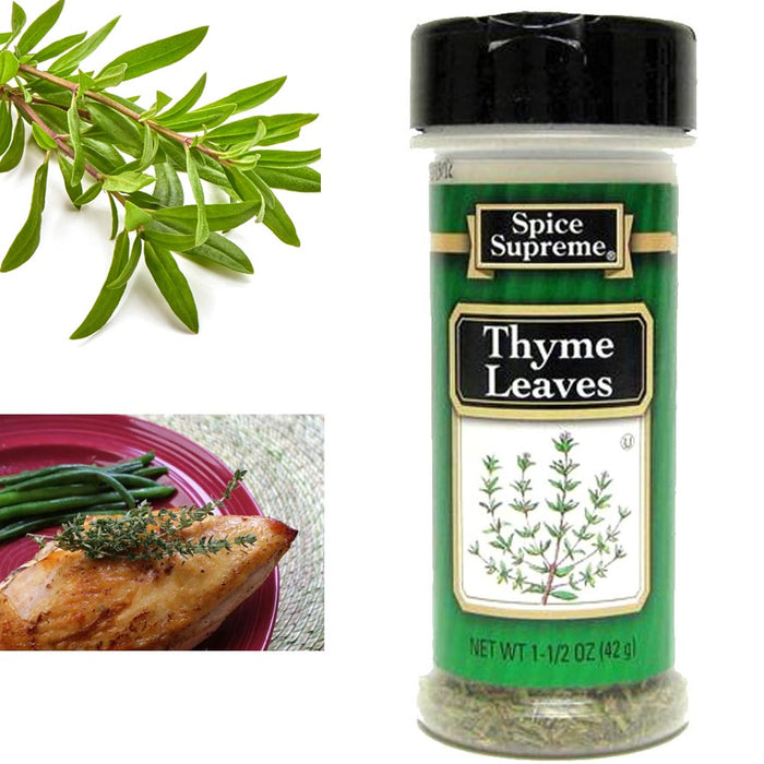 Spice Supreme Thyme Leaves Seasoning 1.5 Ounce Jar Cooking Dry Rob Meats Veggies