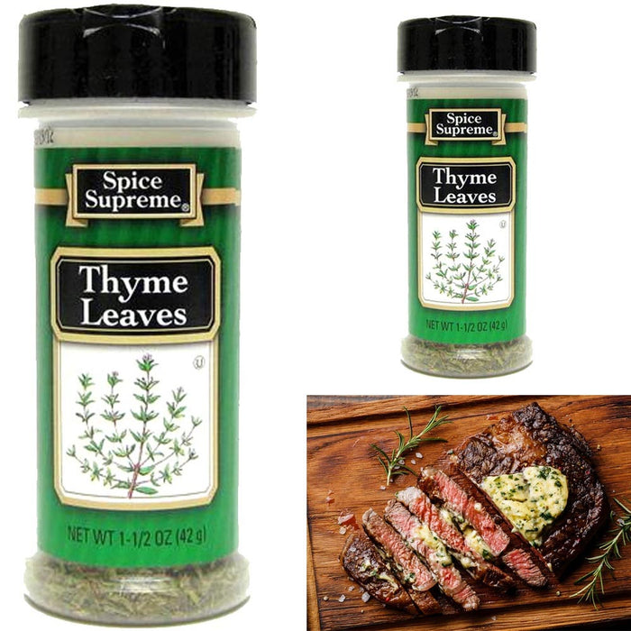 2Pc Spice Supreme Thyme Leaves Seasoning 1.5 Ounce Jar Cooking Dry Meats Veggies