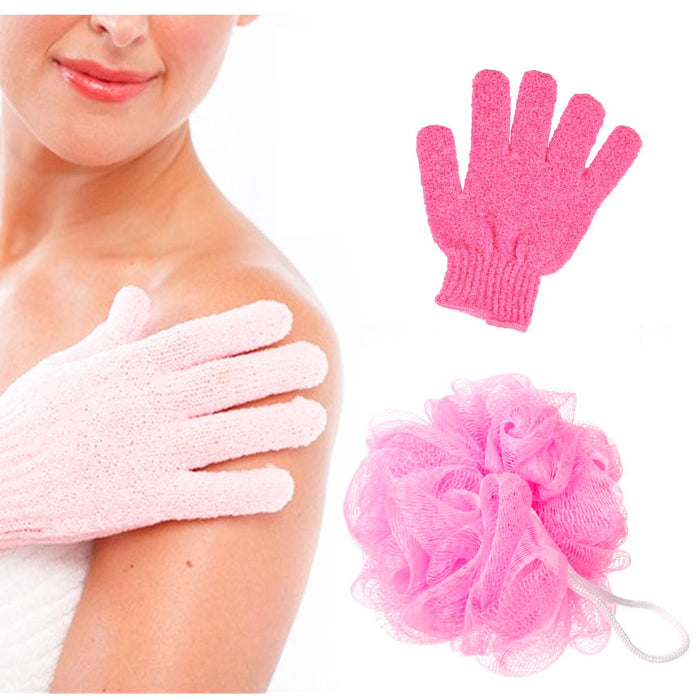 4Pc Shower Bath Glove Mesh Ball Wash Skin Spa Massage Scrub Loofah Body Scrubber