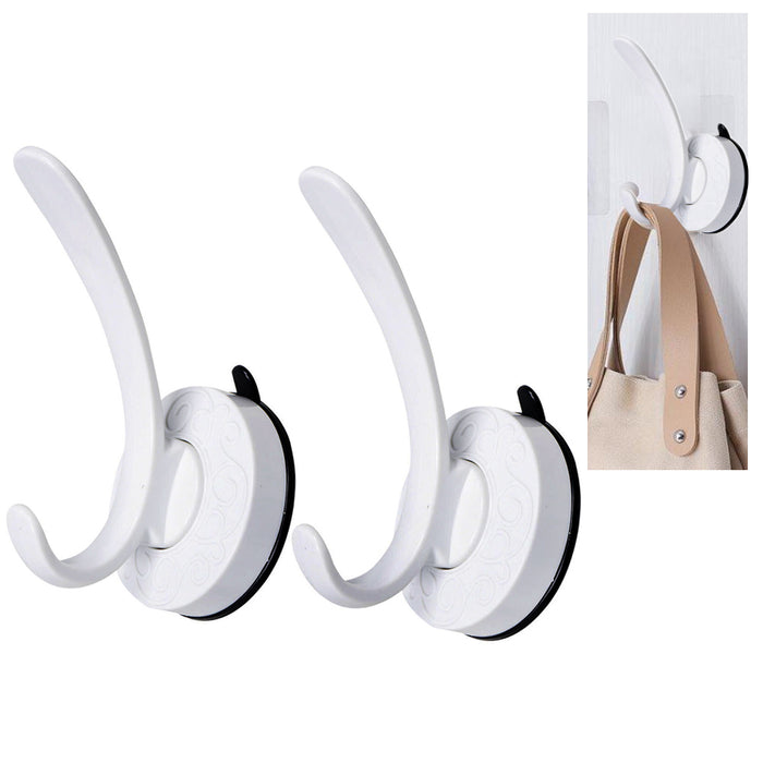 2 Pc Wall Hooks Room Decorative Clothes Key Kitchen Hanger Nails-Free Suction 4"