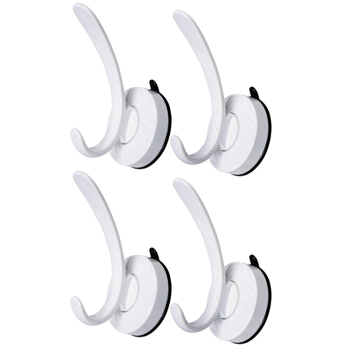 4 Pc White Rod Wall Hooks Coat Bag Holder Mount Rack Door Hanger Suction 4"