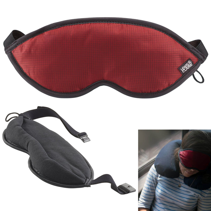 Lewis N Clark Eye Mask Sleep Travel Shade Blindfold Cover Rest Soft Care Red !