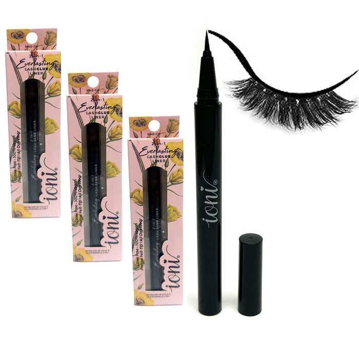 3 Pc Lash Glue Eye Liner Pen Eyelash Extension Adhesive Vegan Latex Free Lasting