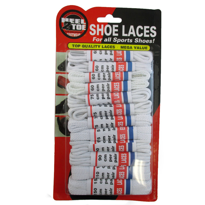 White 12 Pair Shoe Laces Sports Boots Sneakers Casual Tennis Dress