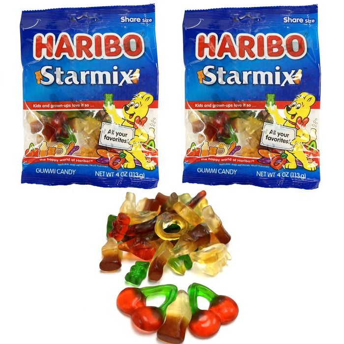 2 Bags Haribo Starmix Gummies Gummy Soft Fruit Chewy Candy Gummi Treat 4oz Each