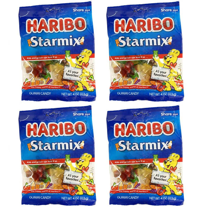 4 Bags Haribo Starmix Gummi Candy Gummies Gummy Soft Fruit Chewy Treat 4oz Each