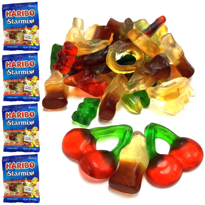 4 Bags Haribo Starmix Gummi Candy Gummies Gummy Soft Fruit Chewy Treat 4oz Each