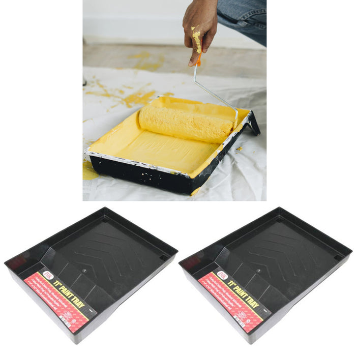 2 X Paint Roller Tray 11" x 14" Heavy Duty Plastic Deep Well Washable Reusable